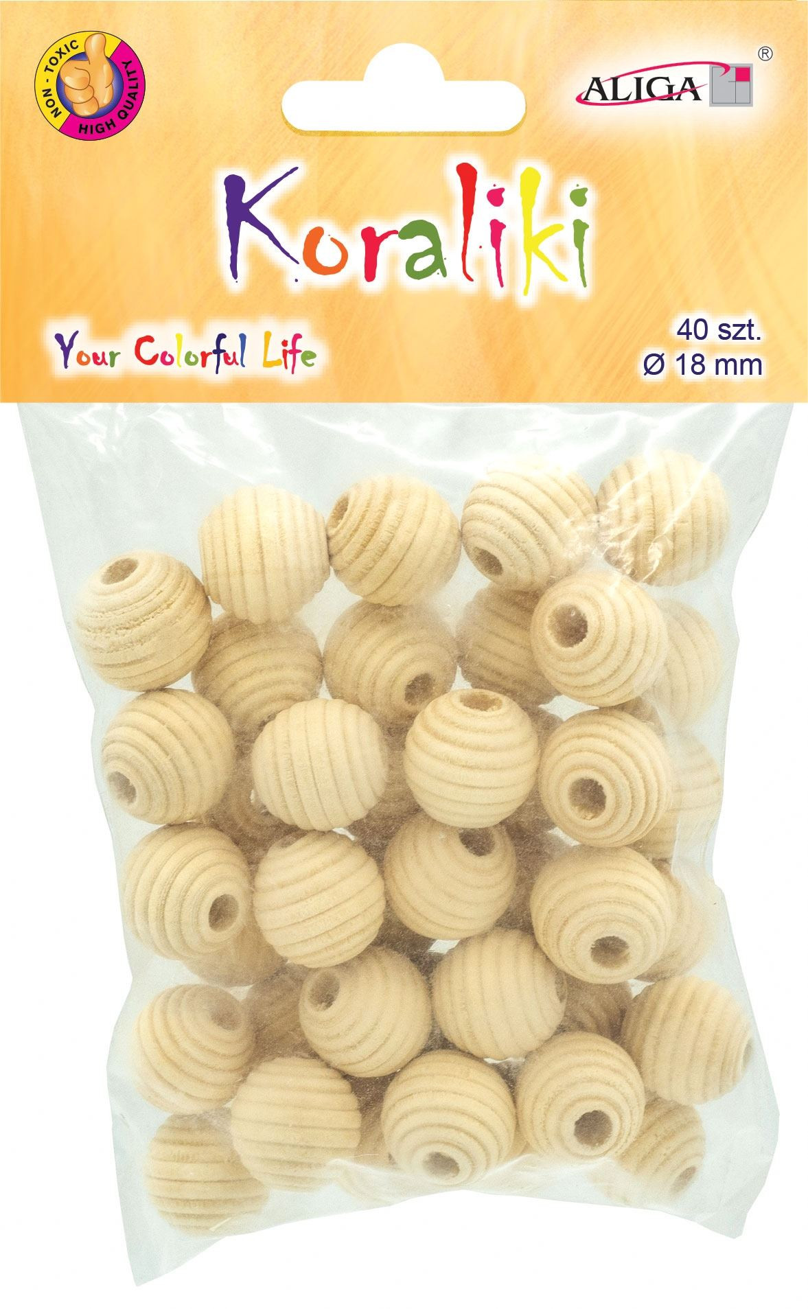 Koraliki drewniane 18mm 40szt. PJ-0812 Aliga